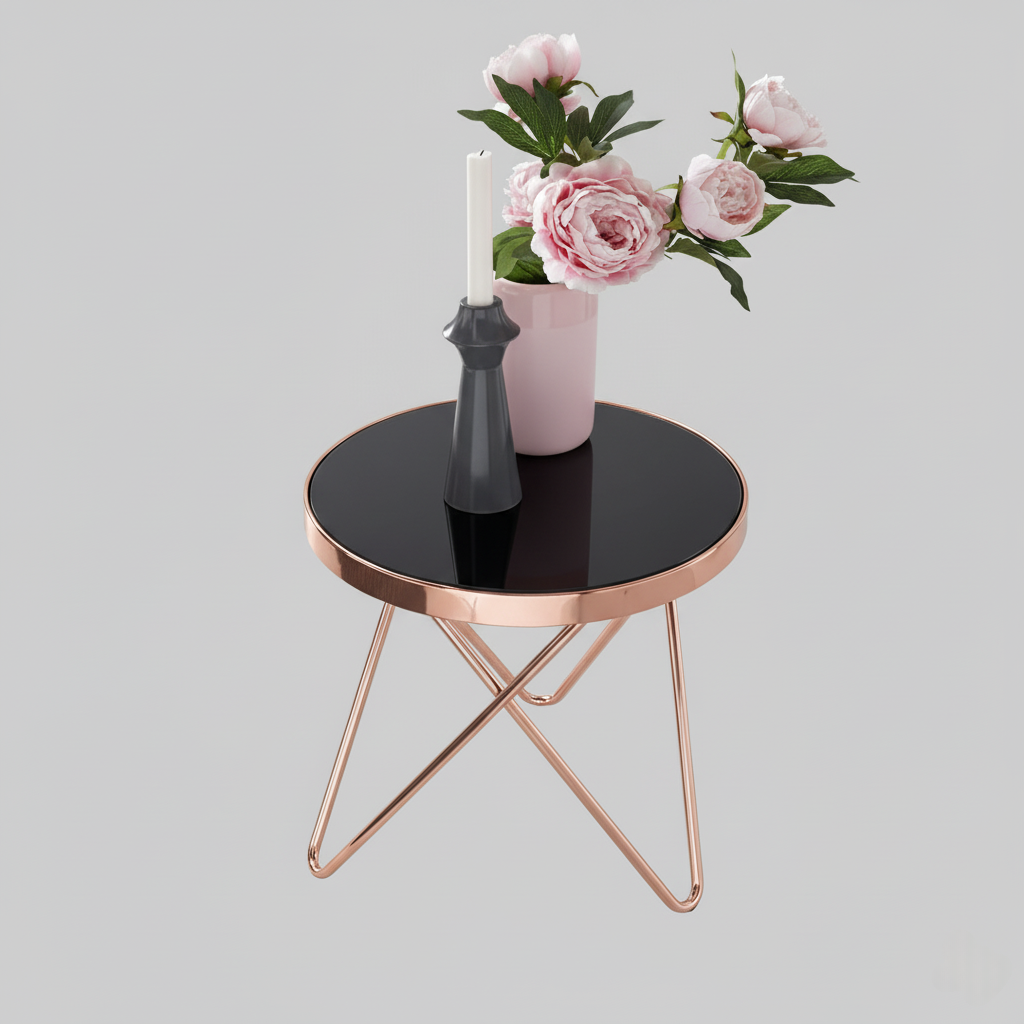 Side Table with Rose Gold Frame